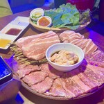 コギダ29 - 韓国サムギョプサルセット・厚切り豚バラ・薄切り豚バラ・並牛タン・カルビ・コプチャン