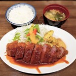 Youshokuno Asahi - ビフカツ　女性ご飯と味噌汁