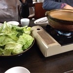 手しごと遊菜 922 - コース④レタスしゃぶしゃぶ、スープの出汁は金華豚のハムだそう