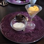 手しごと遊菜 922 - コース⑦デザートの胡麻団子、杏仁豆腐、かぼちゃアイス