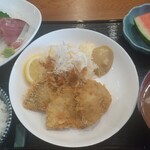 おさかないっぱい 福 - 倉沢アジフライお刺身定食