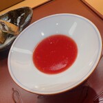 美会 - 西瓜ソースにピリ辛のスパイスが入り、なんだか甘ピリ、って言う美味しさでした