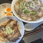 Kitakatara mem bannai - すだちと炙り椎茸香る さっぱり塩ラーメン ＋ミニ炙り焼豚丼