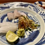 あさば - 鯵夏野菜和え 地魚炙り 烏賊