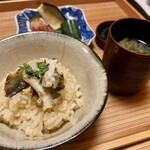 あさば - 鮎ごはん 味噌汁 香の物