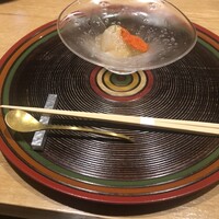 銀座くどう - ホタテの前菜。フルーツソース