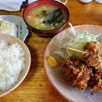 花とく - とり肉串カツとメンチカツの盛り合わせ定食