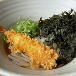 IPPEKIKO NATIONAL PARK ITONOWA - 料理写真:地海苔たっぷり海老天うどん 1408円。