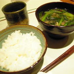 旬菜リビング キョーヤ - ごはんセット。魚沼産、チンご飯ｗ。