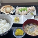 Masadate Shokudou - ホタテ刺身定食　ご飯は「中」