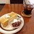 珈琲 門 - 料理写真:◯ アイスコーヒー 500円
          ◯ モーニングトースト 100円
          ◯ おぐら 110円