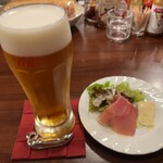 Itaria Shokudou Makino - 生ビールとお通し