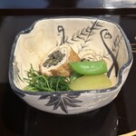 割烹 新多久 - 炊き合わせ、蕨の篠田巻