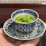 割烹 新多久 - 枝豆 煮汁と