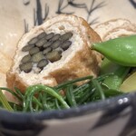 割烹 新多久 - 炊き合わせ、蕨の篠田巻