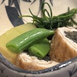 割烹 新多久 - 炊き合わせ、蕨の篠田巻