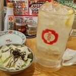 屋台屋 博多劇場 - お通しキャベツ無料。お替り自由。ハイボール最初の意敗目は普通の値段でドデカになります。お得！