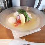 鶏×麦 らら - 冷製貝出汁ジュレラーメン！に味玉トッピング！