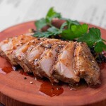 Juicy authentic roast pork with red wine sauce