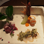 界 阿蘇 - 造里：車海老、桜肉、つぶ貝