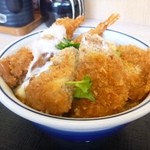 Katsuya - 2013.09再訪　海老・ヒレ・メンチカツ丼を斜め上から