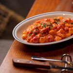 Red shrimp tomato cream gnocchi