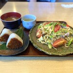 Fukumotoya - ・碧南白やきそばランチ 1,320円/税込
                        (焼きおにぎり＋メイン＋味噌汁＋アイスクリーム)