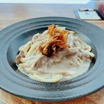 MOKICHI CRAFT BEER - 合鴨挽肉といろいろきのこのマッシュルームソース