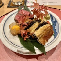 日本料理秀たか - 天然海鰻塩焼き、米沢牛カメノコのロースト