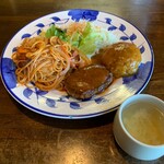 ユーモア - ナポリタン・ハンバーグ添え ミニカレーライス付