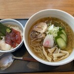 Yamagata Soba To Kushiage No Omise Enzou - 冷たい鶏らーめん＋海鮮漬け丼