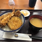 Tendon Tenya - 夏の特丼(あじ・海老・大イカ・米なす)