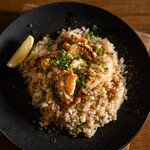 Pilaf with scallops and porcini mushrooms