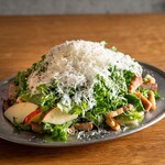 Kale salad with grilled bacon and pecorino cheese
