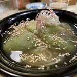 食堂 おがわ - “茄子と素麺、胡麻和え”。締めの一皿。サッパリ、しかし、底味はシッカリ。唸る美味さ。