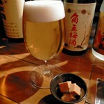 蕎麦酒場角ヤ - 生ビール500円、席料500円