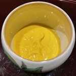 肉料理ふくなが - かぼちゃの冷製ポタージュ。甘みが強い濃厚なポタージュは、子供達も大喜びだった。