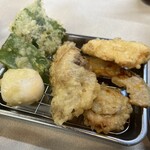 Tempura Maki - まき定食(ピーマン、ホタテ、かぼちゃ、とりしそチーズ)、たまご、大葉、豚ロース