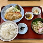Kinoya - おろしトンカツ定食（ご飯大盛・味噌汁→ミニうどん）　760円