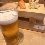 鮨屋 とんぼ 住吉店 - この日は暑くて昼のみビール　確か500円くらい