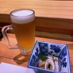 松すし - 料理写真:生ビールとお通し
