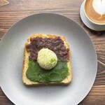 風とCOFFEE 喫茶カゼコ - ダブルあんバタートースト、カフェ・ラテ