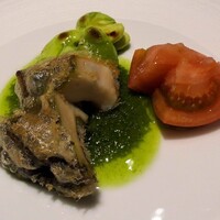 わさ - アワビのベニエ，トマト，ソラマメ，椒麻