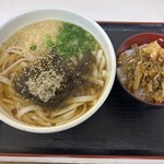 白河そば - とろろ昆布うどん 大盛、きざみごはんM