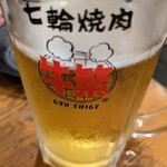 Genki Shichirin Yakiniku Gyuushige - たまらず先に呑んじまったビール！