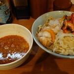 ラーメン BooBoo太郎。 - ラーメン小＋つけ麺（ver2）＋玉ねぎキムチ（ヤサイ＋アブラマシ）