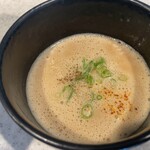 らぅめん考房 ありがた屋 - 「濃厚豚白湯つけ麺（1,000円）＋半熟味玉子（150円）＋ローストポーク２枚（350円）」