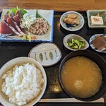 望月 - あぶりかつをとあじみそたたき定食¥1430-