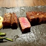 鉄板焼 円居 - ミディアムレアの赤身ステーキ