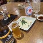 Suginko - 鬼怒川温泉麦酒と鬼怒川サイダーで乾杯なり♪おつまみは生湯葉です。